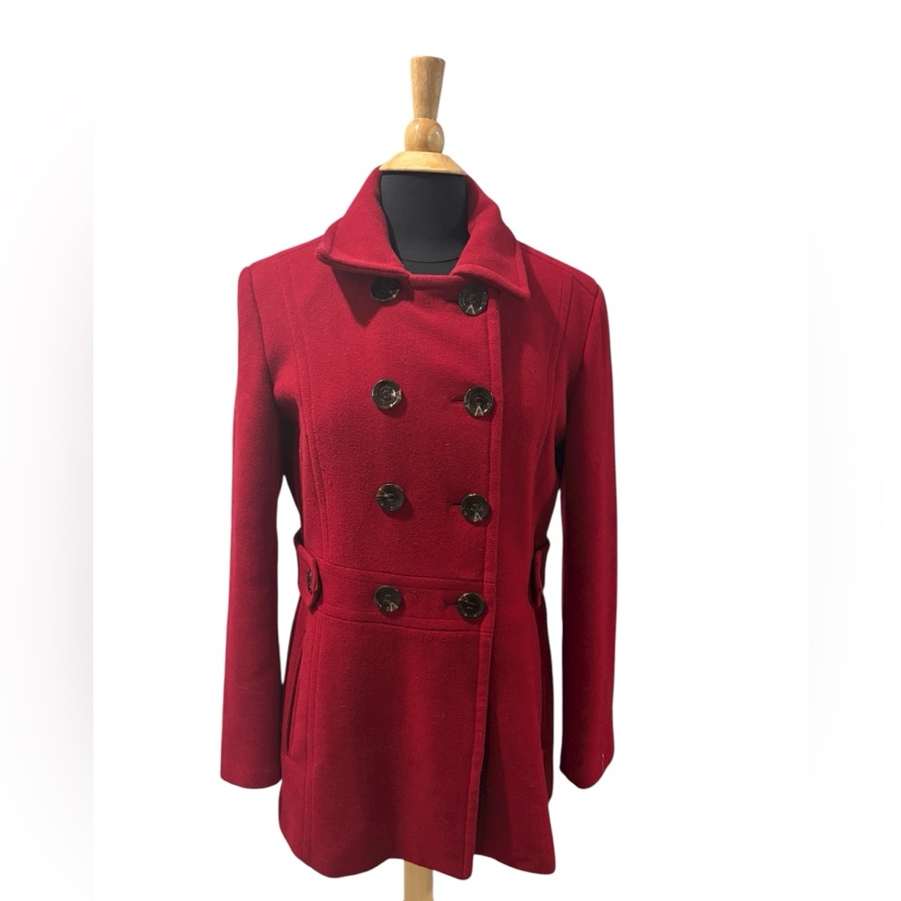 Calvin Klein Women’s Red Double-Breasted Fall/Winter Pea Coat-size 8